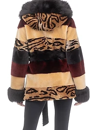 Shearling Lamb Parka with Merinillo Hood Trim & Cuffs, Belt