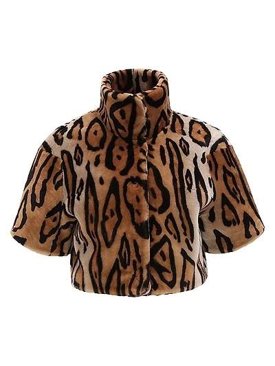Select Shearling Lamb Bolero with Cropped Sleeves