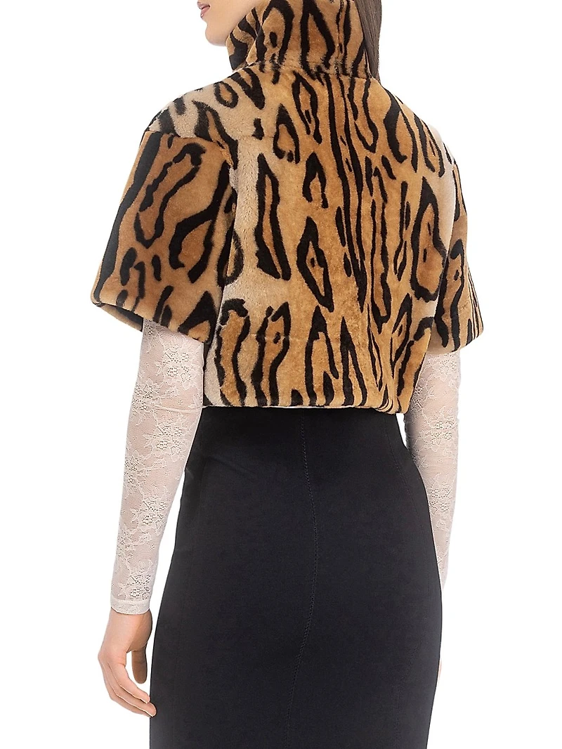 Select Shearling Lamb Bolero with Cropped Sleeves