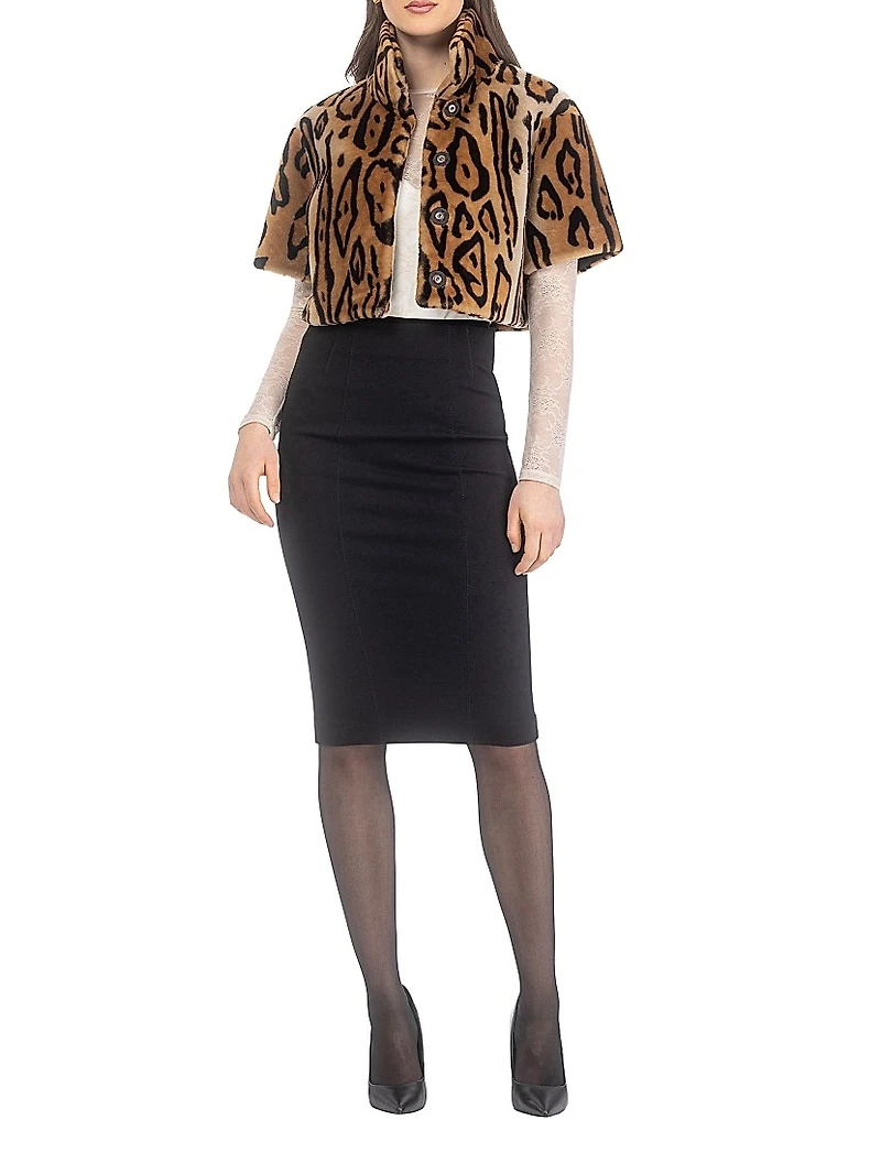 Select Shearling Lamb Bolero with Cropped Sleeves