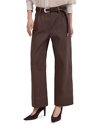Couture Cotton Gabardine Square Chino Trousers with Monili