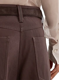 Couture Cotton Gabardine Square Chino Trousers with Monili