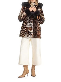 Shearling Lamb Parka with Merinillo Hood Trim and Cuffs, Belt