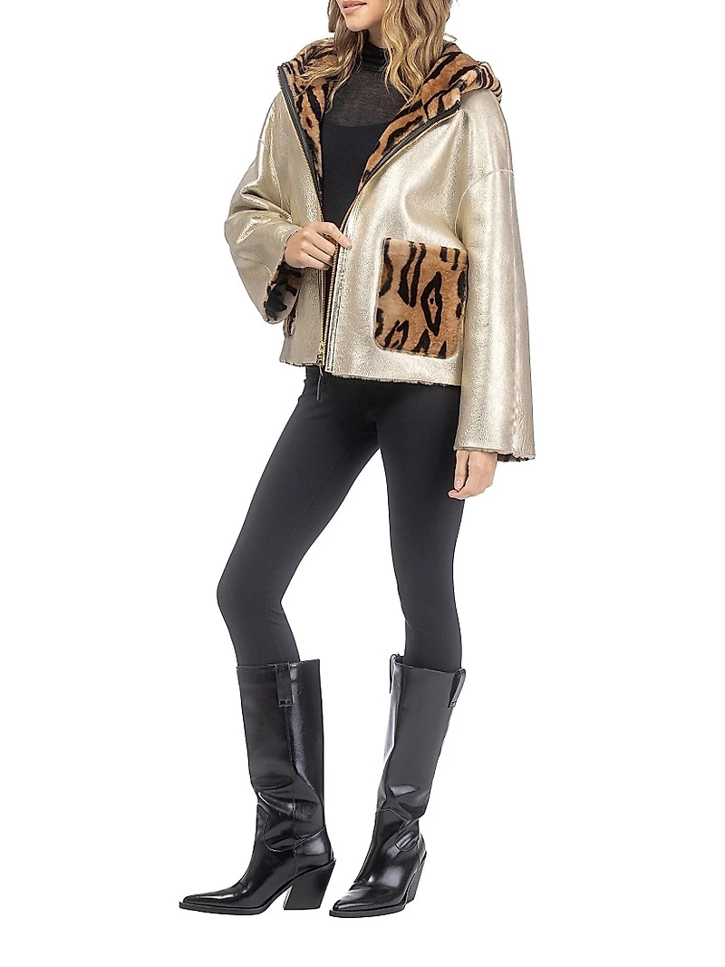 Reversible Select Shearling Lamb Hooded Jacket