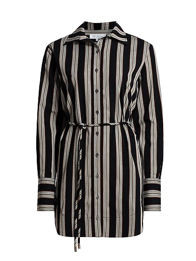 Abby Striped Cotton Poplin Tie-Waist Shirtdress