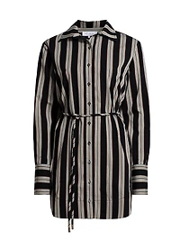 Abby Striped Cotton Poplin Tie-Waist Shirtdress
