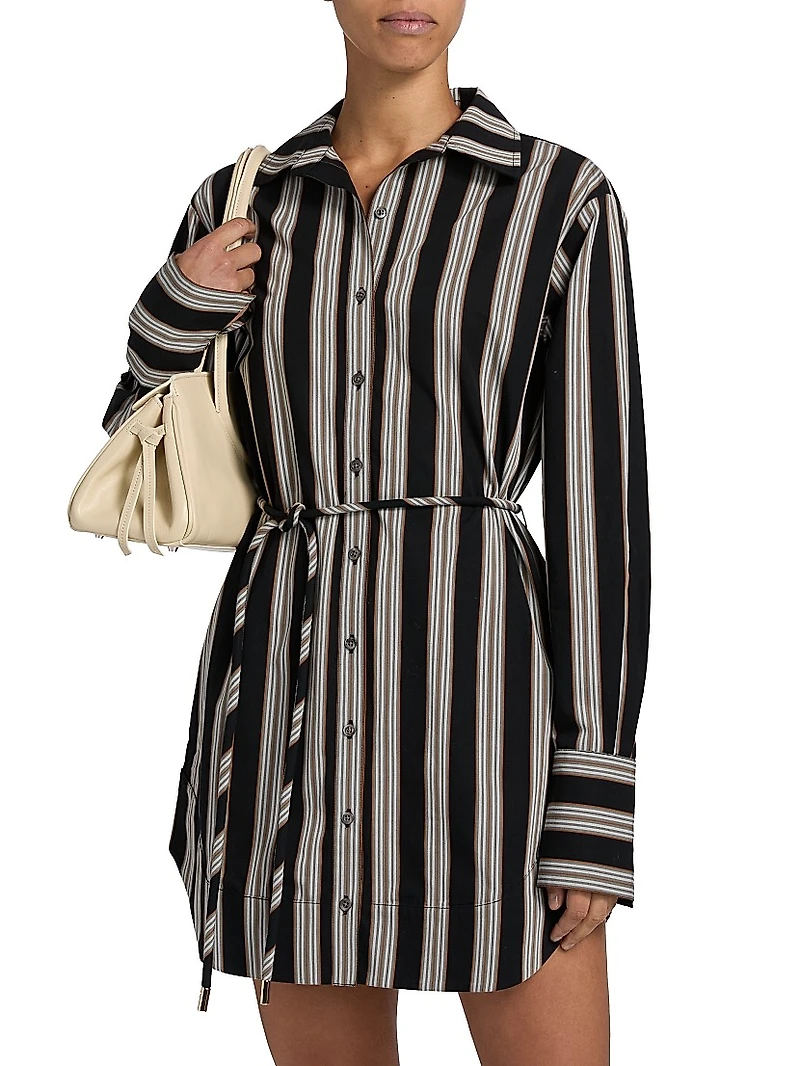 Abby Striped Cotton Poplin Tie-Waist Shirtdress
