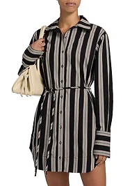 Abby Striped Cotton Poplin Tie-Waist Shirtdress