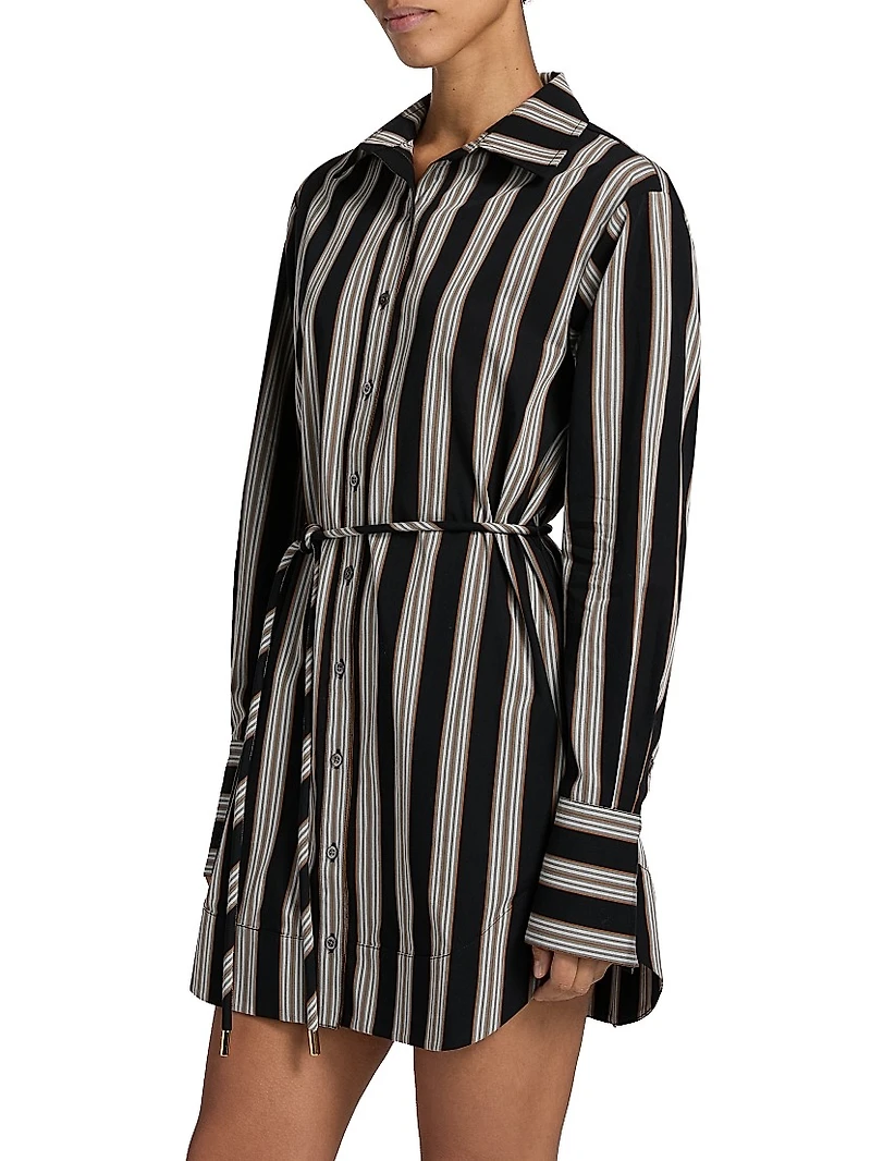 Abby Striped Cotton Poplin Tie-Waist Shirtdress