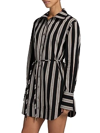 Abby Striped Cotton Poplin Tie-Waist Shirtdress