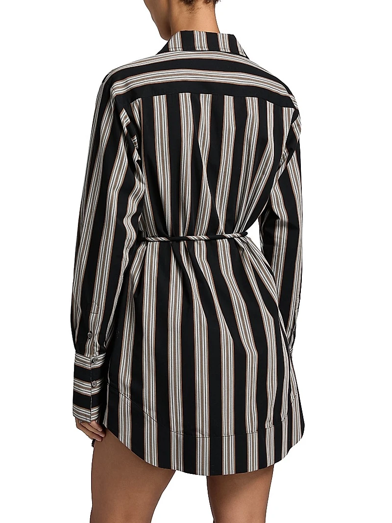 Abby Striped Cotton Poplin Tie-Waist Shirtdress