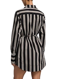 Abby Striped Cotton Poplin Tie-Waist Shirtdress