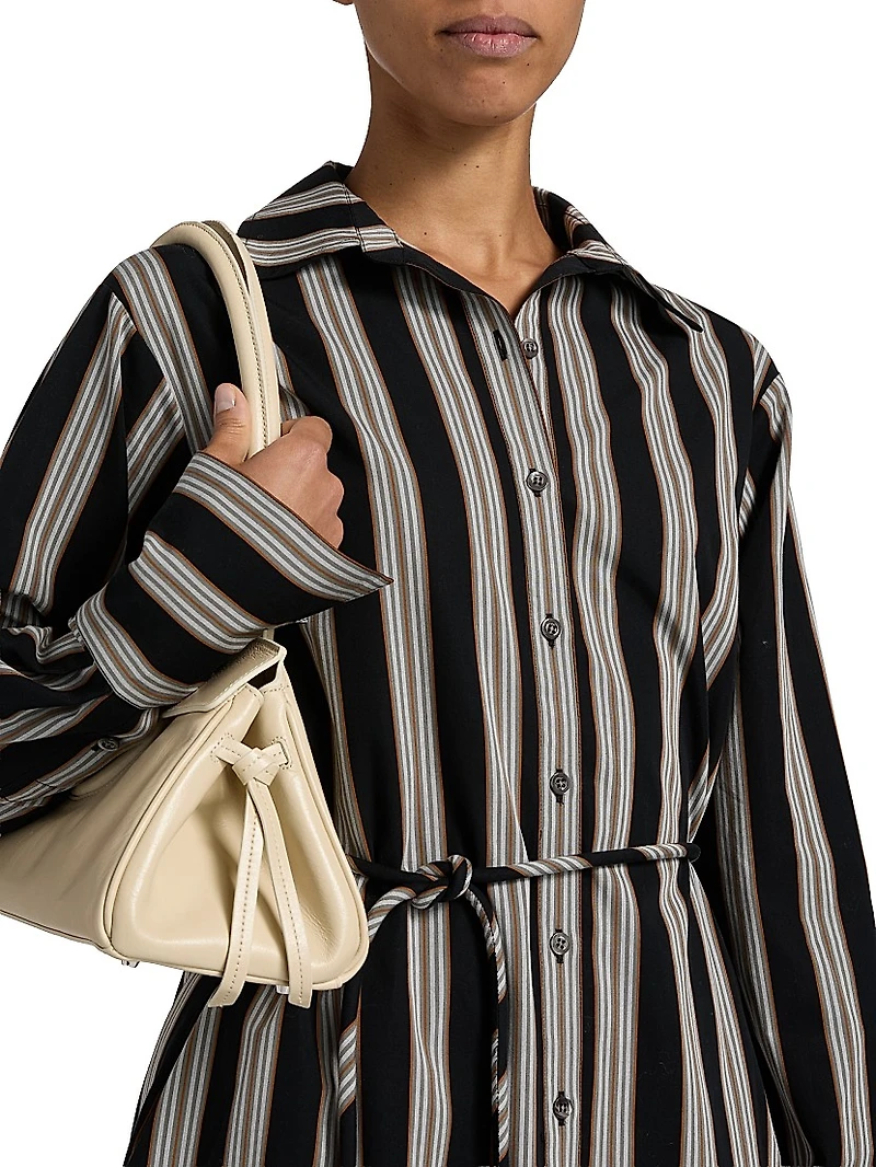 Abby Striped Cotton Poplin Tie-Waist Shirtdress