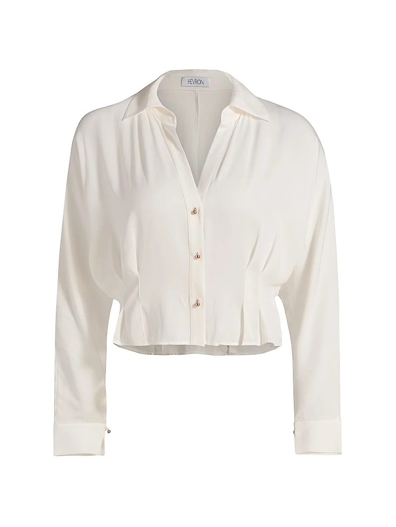 Regine Silk-Blend Cropped Button Shirt