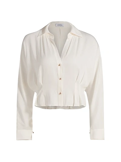 Regine Silk-Blend Cropped Button Shirt