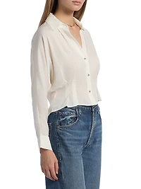 Regine Silk-Blend Cropped Button Shirt
