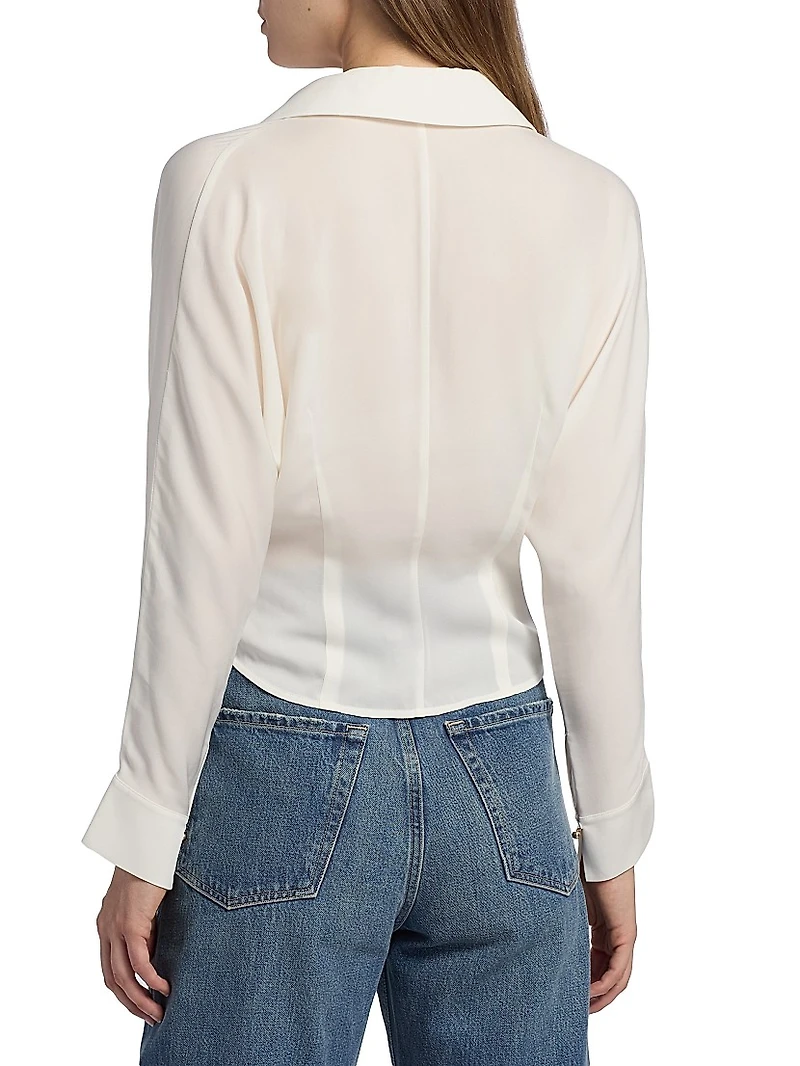 Regine Silk-Blend Cropped Button Shirt