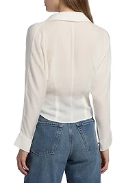 Regine Silk-Blend Cropped Button Shirt