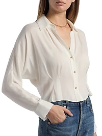 Regine Silk-Blend Cropped Button Shirt