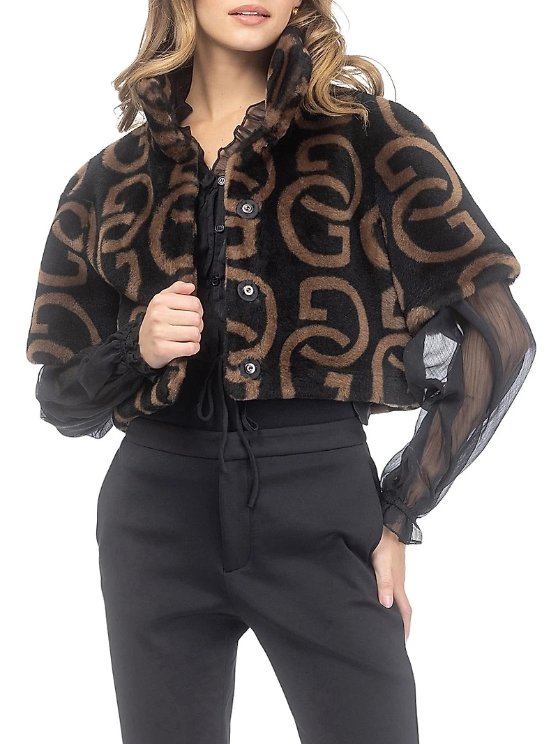 Reversible Printed Merino Shearling Lamb Bolero