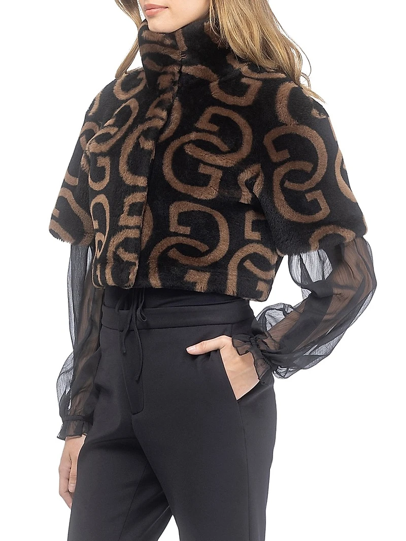 Reversible Printed Merino Shearling Lamb Bolero