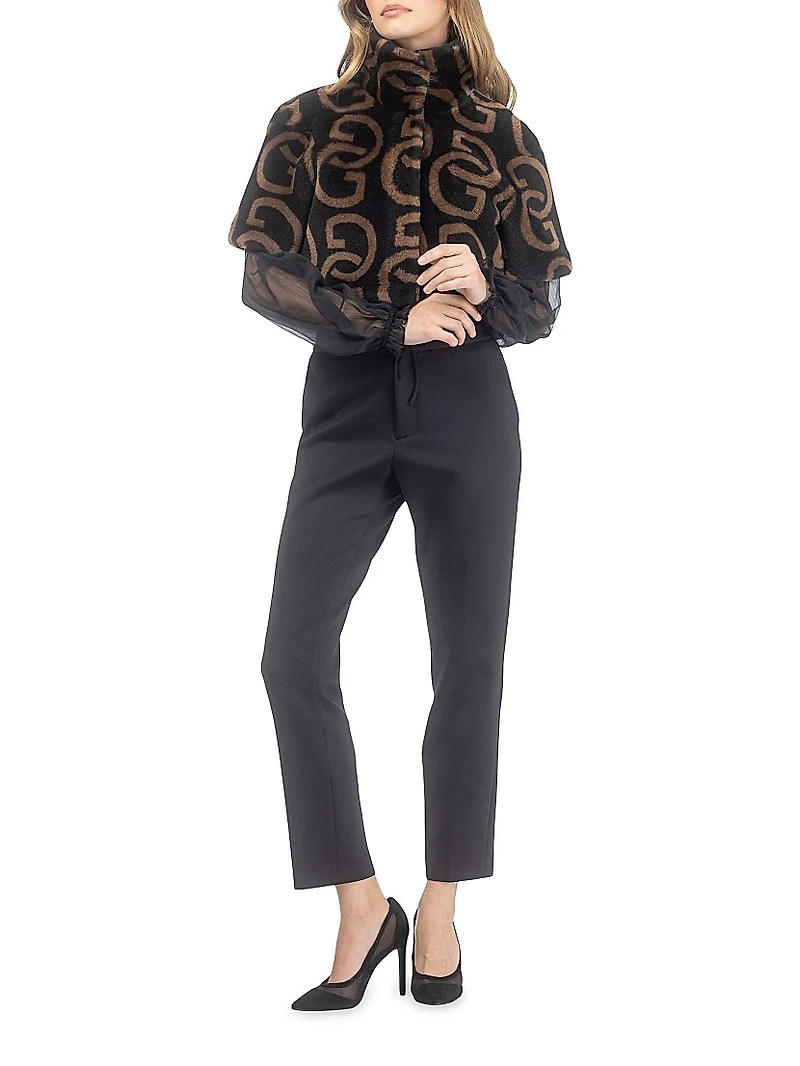 Reversible Printed Merino Shearling Lamb Bolero