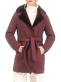 Merino Shearling Lamb Stroller with Embroidered Trim Belt