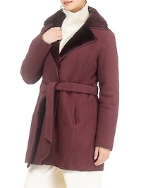 Merino Shearling Lamb Stroller with Embroidered Trim Belt