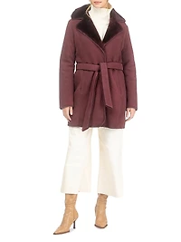 Merino Shearling Lamb Stroller with Embroidered Trim Belt