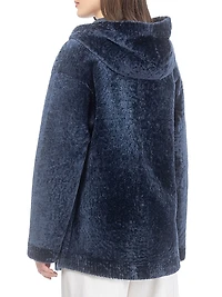 Textured Reversible Shearling Lamb Zip Parka