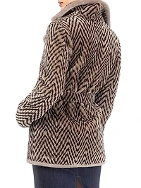 Chevron Printed Grooved Shearing Lamb Jacket