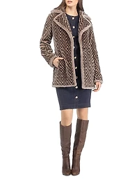 Chevron Printed Grooved Shearing Lamb Jacket