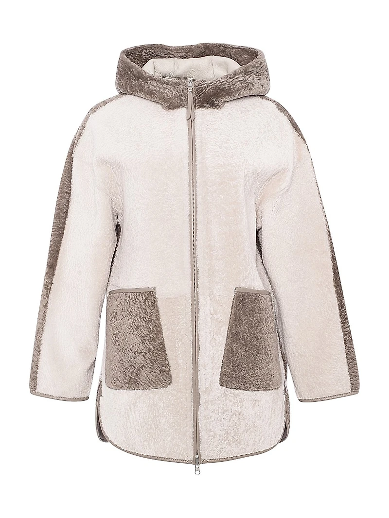 Textured Shearling Lamb Parka