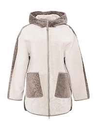 Textured Shearling Lamb Parka