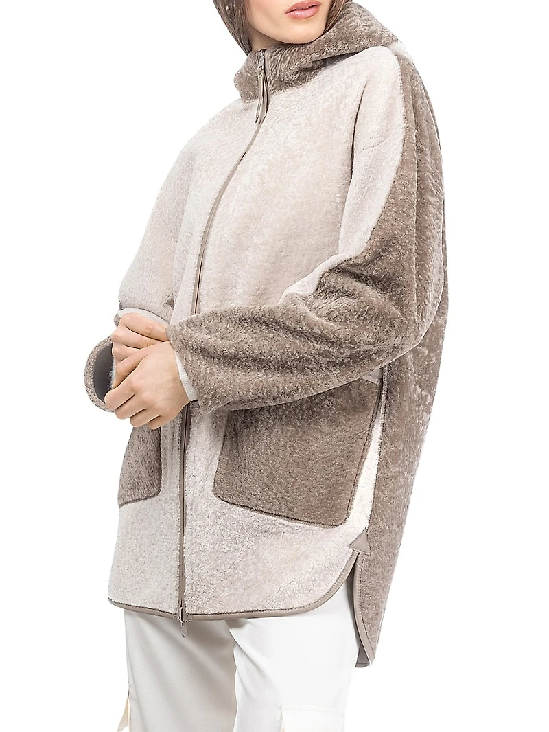 Textured Shearling Lamb Parka