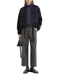 Virgin Wool, Cashmere and Silk Turtleneck Sweater with Swing Drops Cuffs