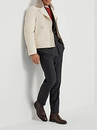 Nappa Leather Biker Jacket with Thermore® Padding and Detachable Shearling Collar