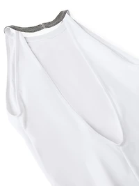 Techno Jersey Bathing Suit with Precious Collar