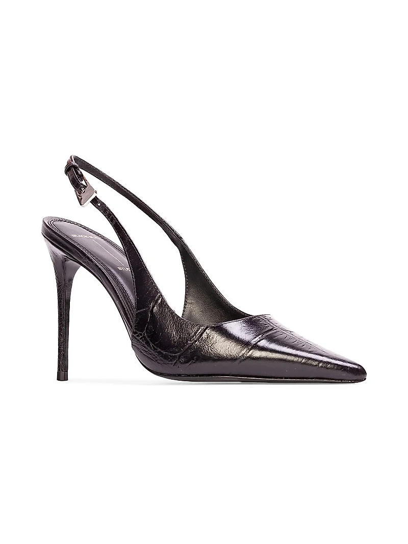 Branca 100MM Croc Slingback Pumps