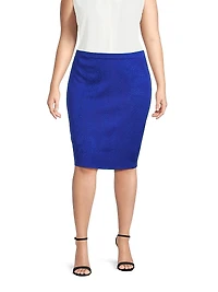 Plus Tonal-Print Knee-Length Skirt