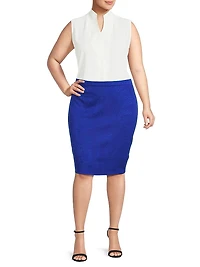 Plus Tonal-Print Knee-Length Skirt