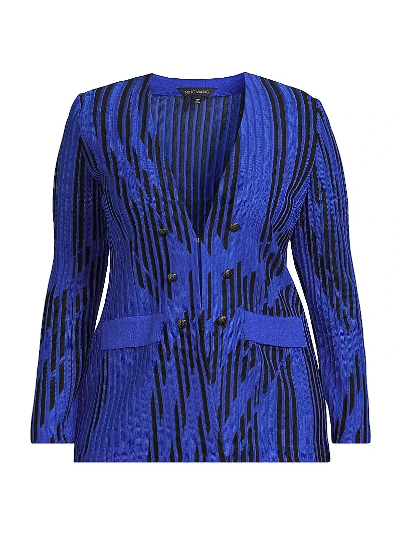 Plus Two-Toned Knit Tailored-Fit Jacket