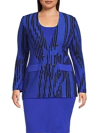 Plus Two-Toned Knit Tailored-Fit Jacket