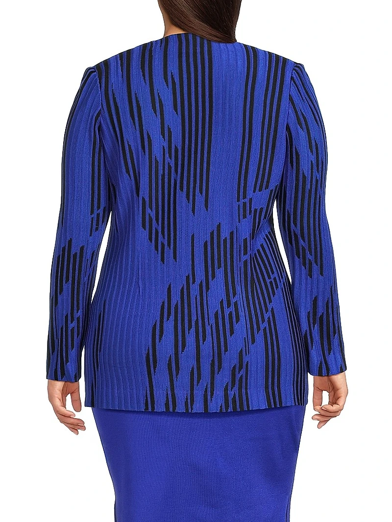 Plus Two-Toned Knit Tailored-Fit Jacket
