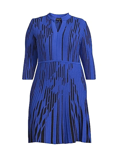 Plus Tow-Toned Knee-Length Dress