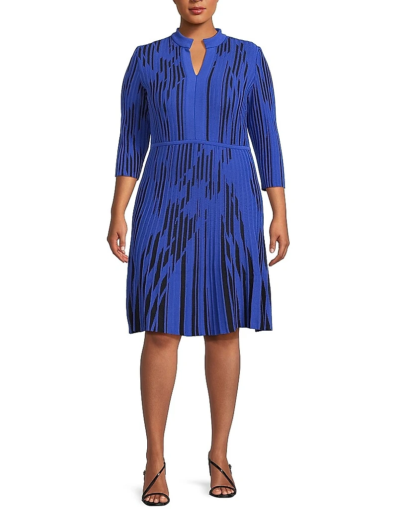 Plus Tow-Toned Knee-Length Dress