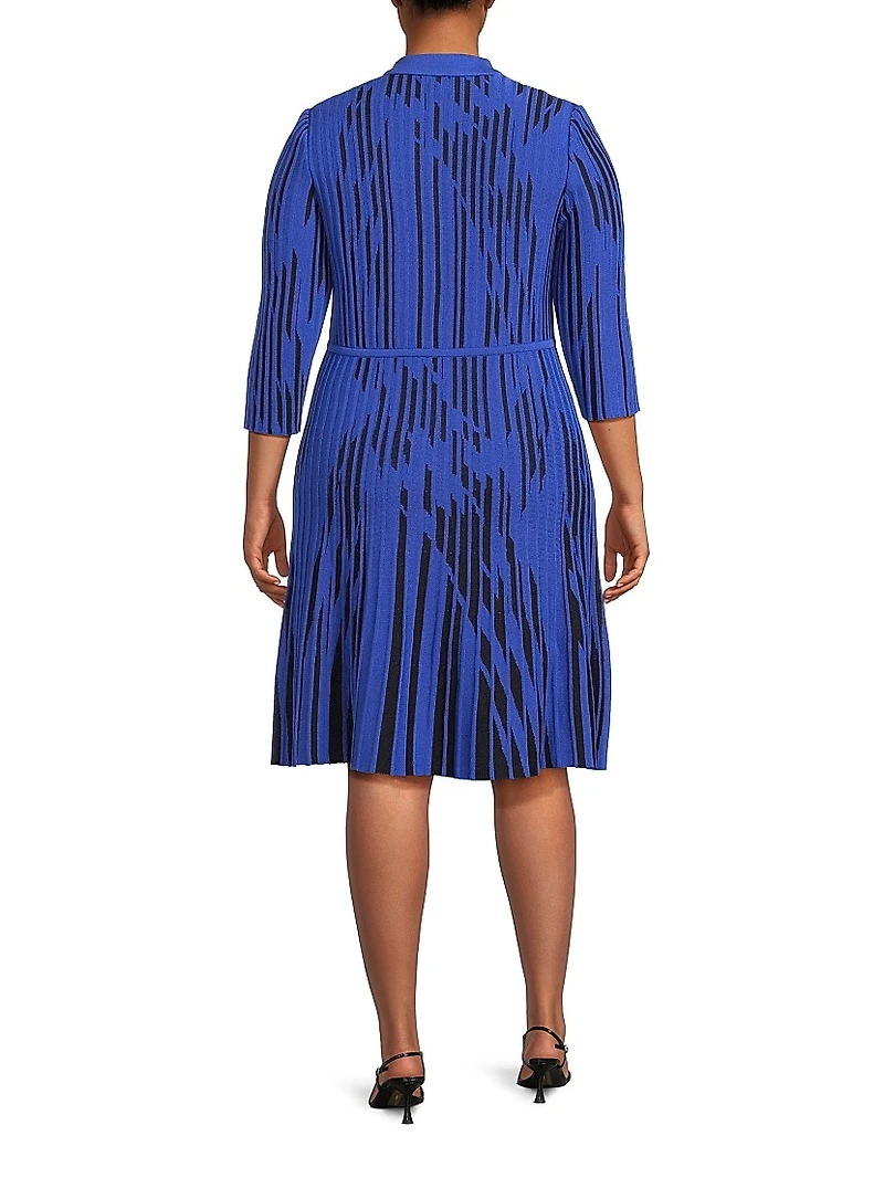 Plus Tow-Toned Knee-Length Dress