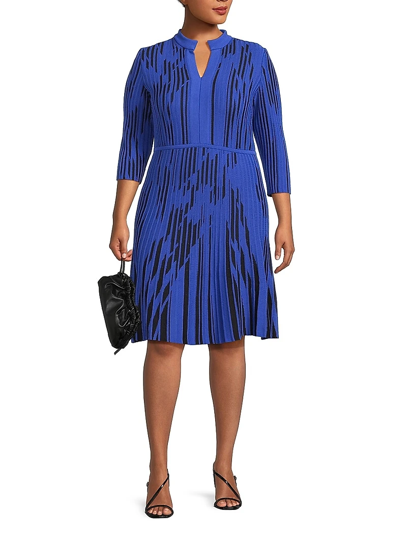 Plus Tow-Toned Knee-Length Dress