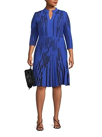 Plus Tow-Toned Knee-Length Dress