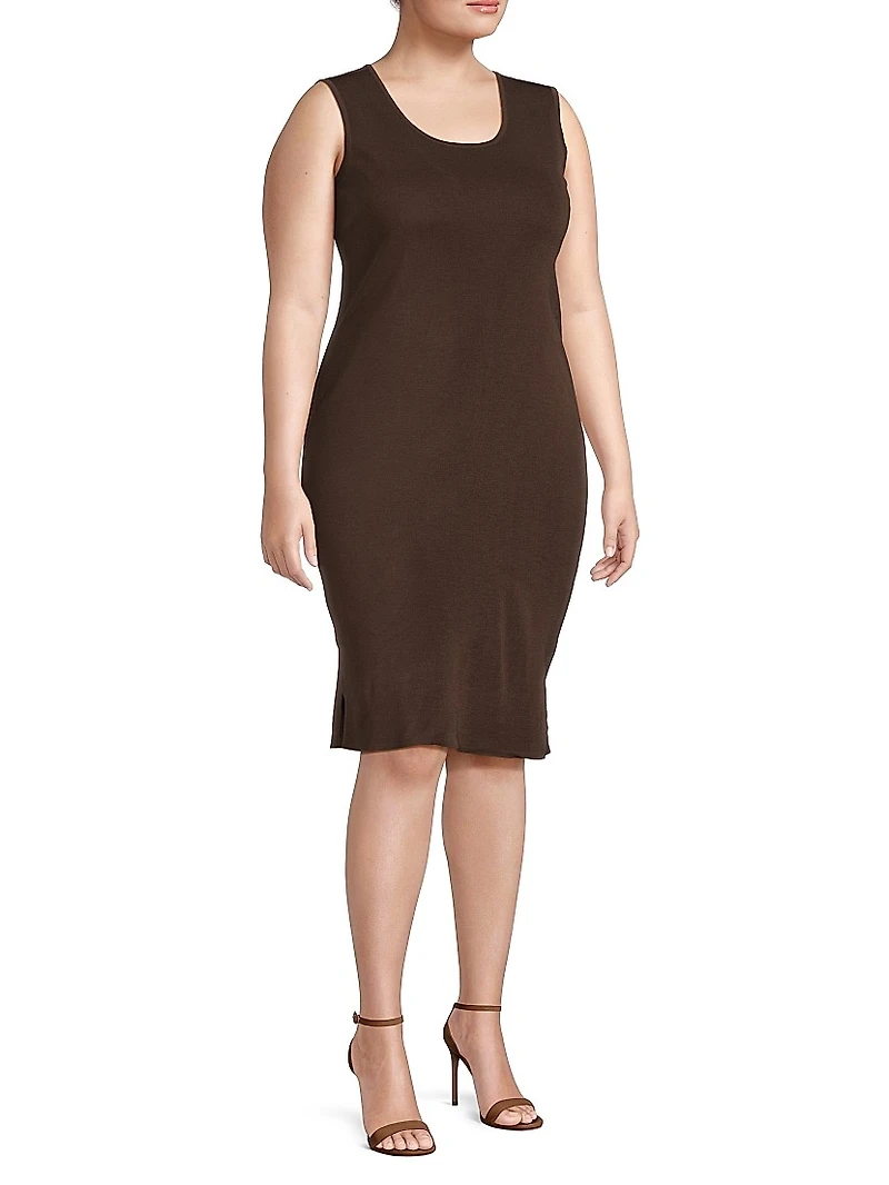 Plus Knitted Knee-Length Dress
